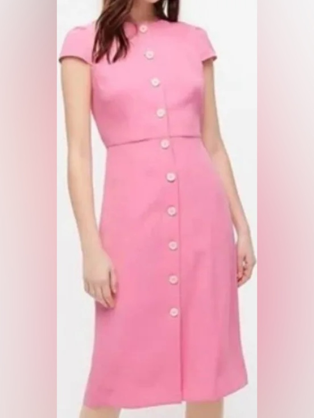 J. Crew Amaranth Pink Button-Front Midi Dress Size 16